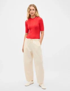 COTTON BLEND RIB KNIT TOP