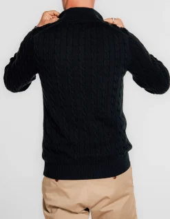 Cotton Cable Half-Zip Knit