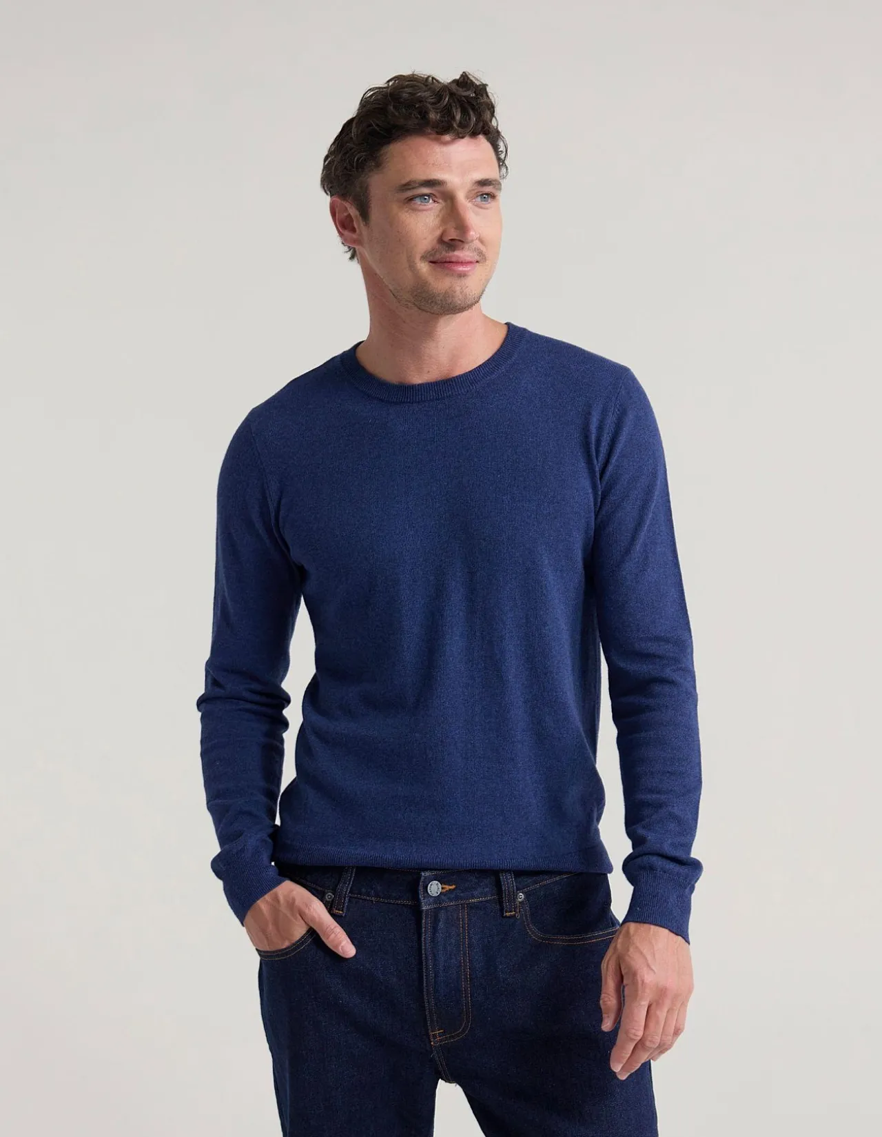 COTTON CASHMERE CREW NECK KNIT