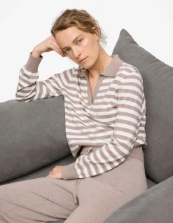 Cotton Cashmere Stripe Knit Polo