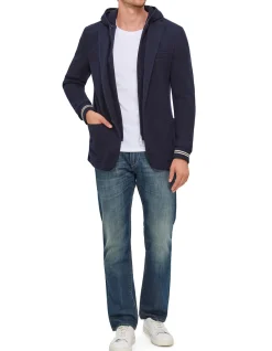 Cotton Jersey Detachable Hood Zip Blazer