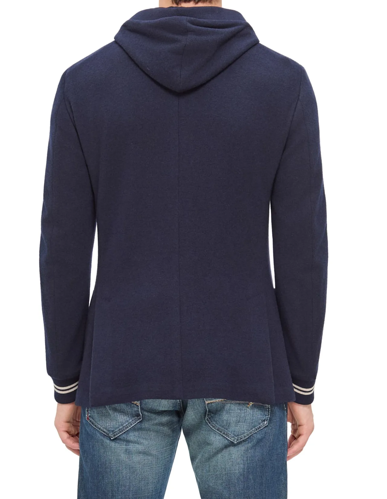 Cotton Jersey Detachable Hood Zip Blazer