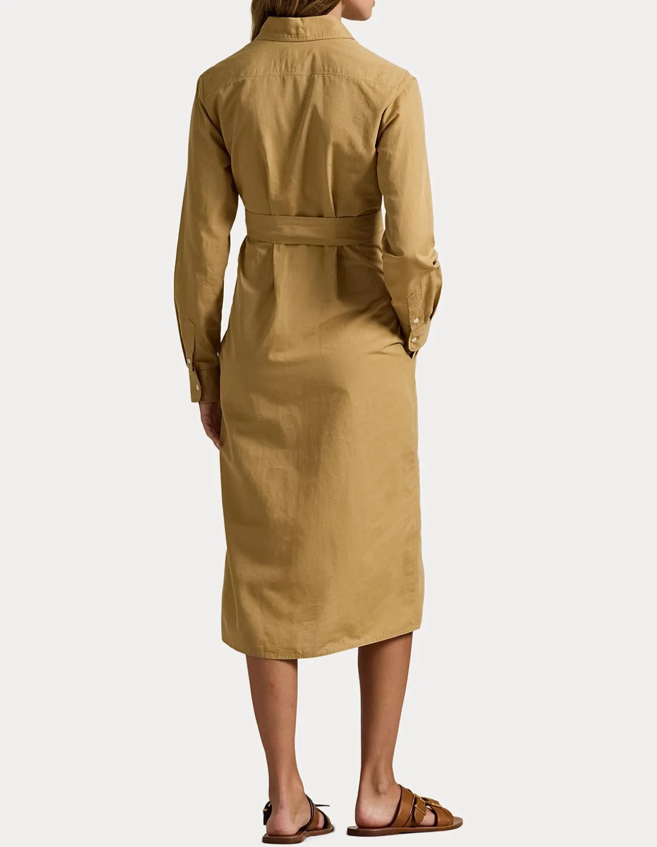 COTTON-LINEN BELTED SHIRTDRESS