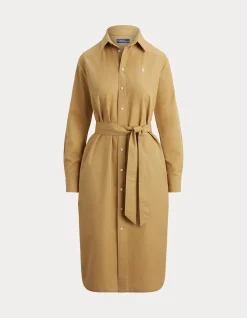 COTTON-LINEN BELTED SHIRTDRESS