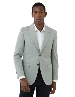 COTTON/NYLON PEAK LAPEL JACKET