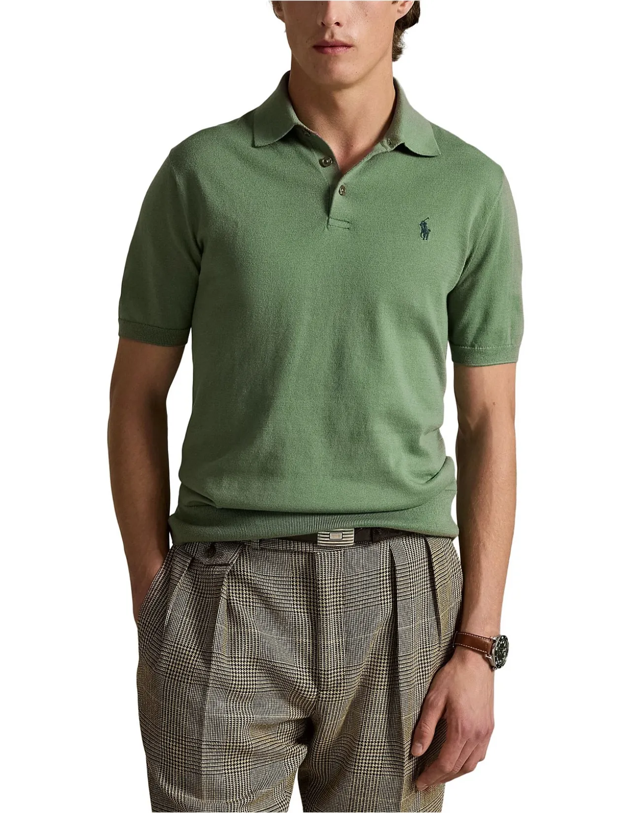 Cotton Polo-Collar Sweater