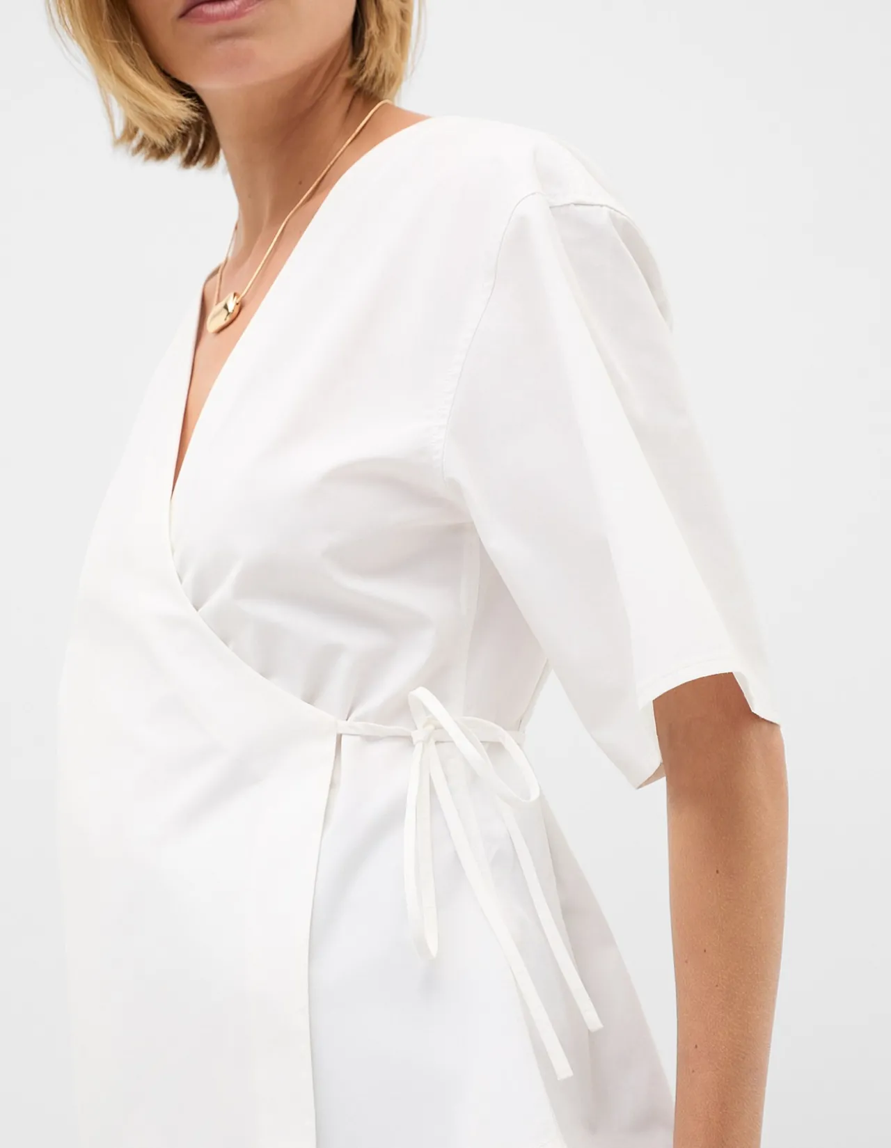 COTTON POPLIN WRAP TOP