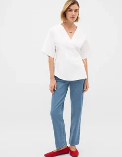 COTTON POPLIN WRAP TOP