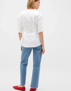 COTTON POPLIN WRAP TOP