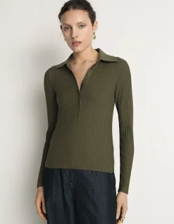 COTTON SILK RIBBED POLO