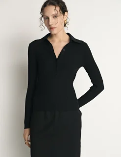 COTTON SILK RIBBED POLO