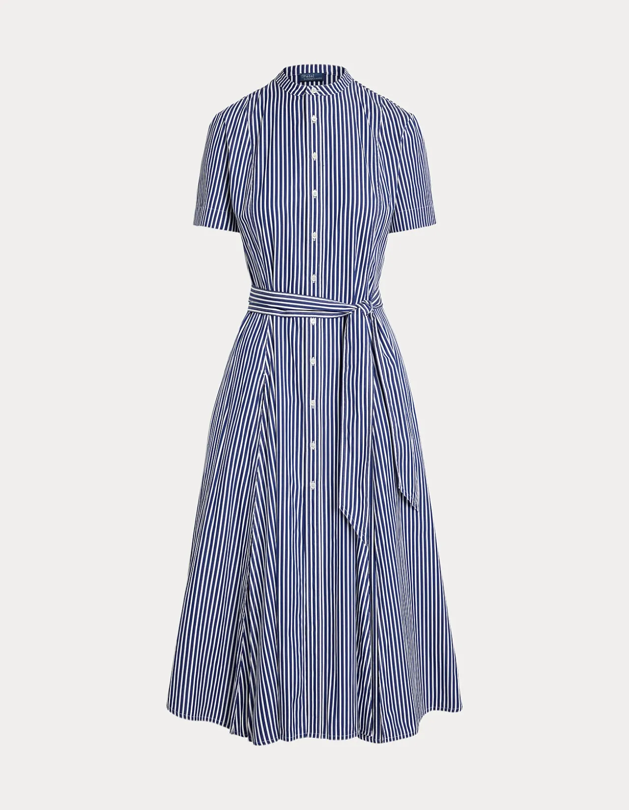 COTTON STRIPED A-LINE SHIRTDRESS