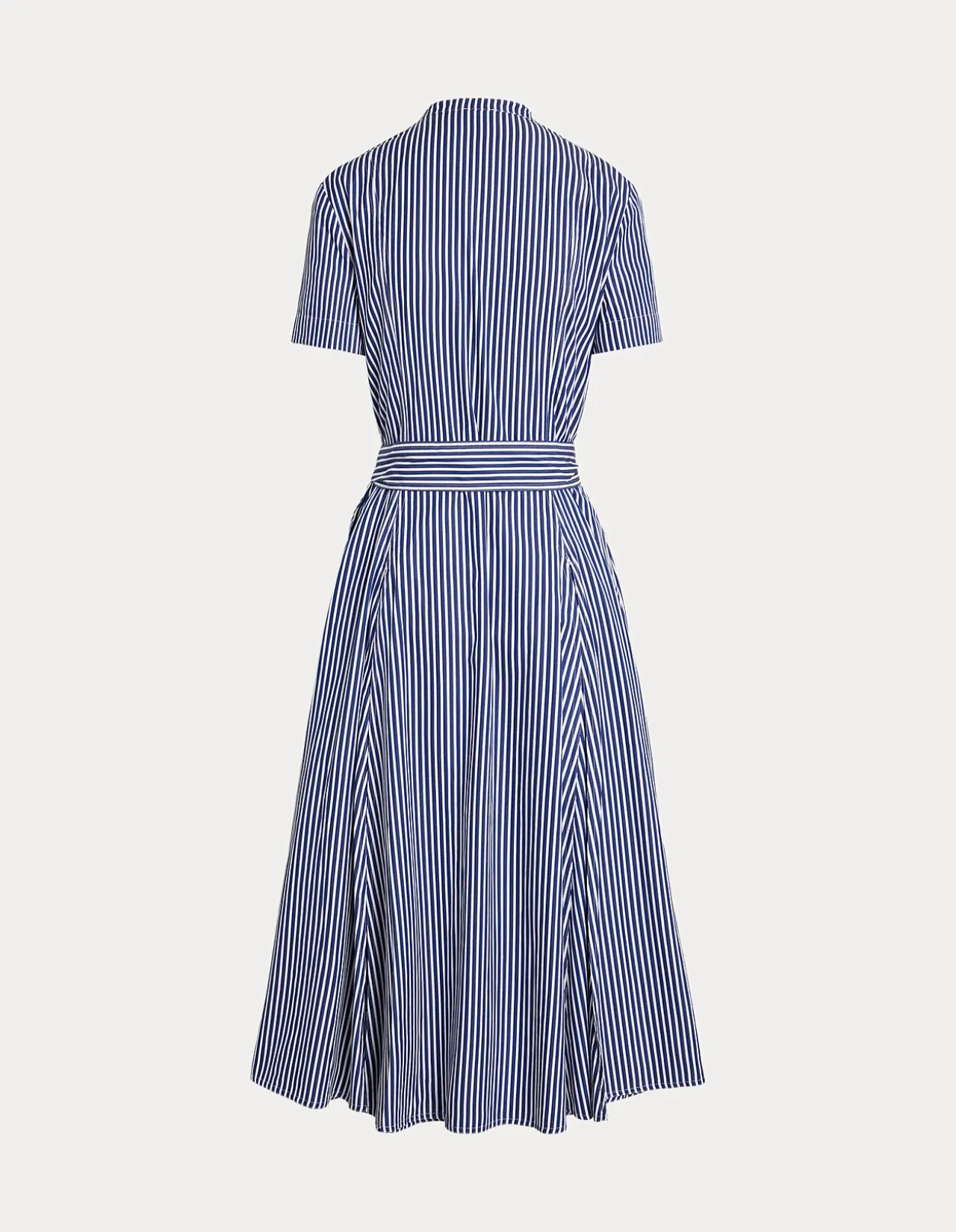 COTTON STRIPED A-LINE SHIRTDRESS