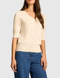 Cotton V-neck Knit