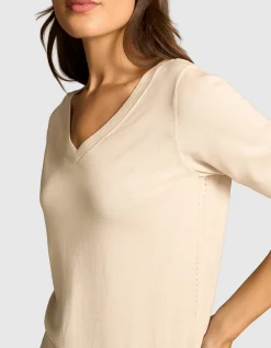 Cotton V-neck Knit