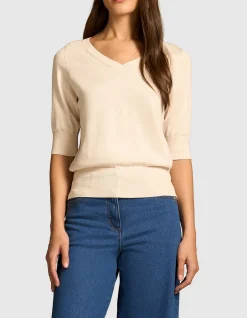 Cotton V-neck Knit