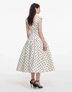 CREAM POLKA DOT COTTON MIDI DRESS