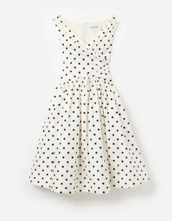 CREAM POLKA DOT COTTON MIDI DRESS