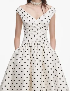 CREAM POLKA DOT COTTON MIDI DRESS