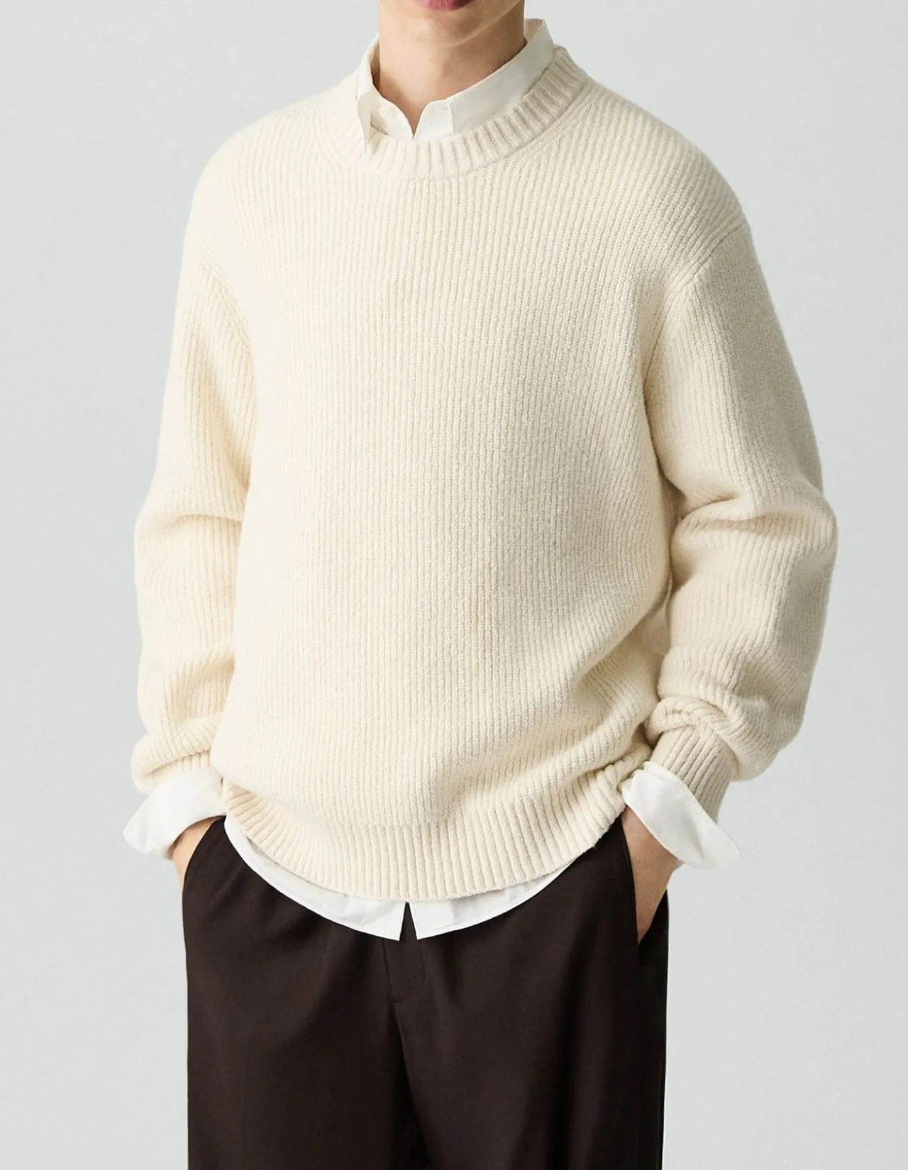 Crewneck Sweater in Cotton Silk Slub