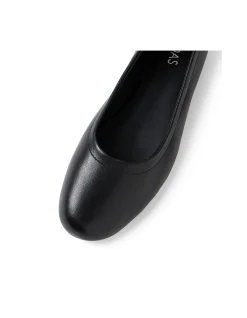 Crimson Leather Ballet Flats Black