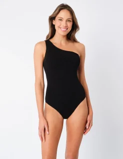 Crinkle Cut Classic One Shoulder One Piece