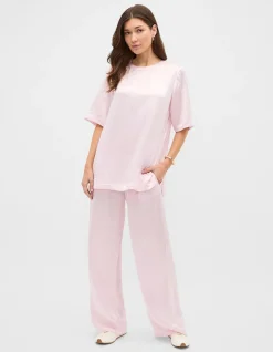 CRINKLED SATIN ELASTICATED PANT