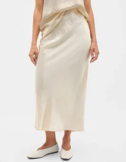 CRINKLED SATIN SLIP SKIRT