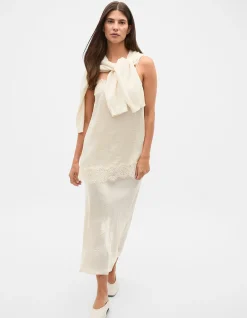 CRINKLED SATIN SLIP SKIRT