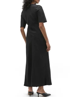 CRINKLE SATIN WRAP DRESS