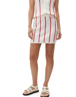 Crochet A Line Mini Skirt Strawberry Red Stripe