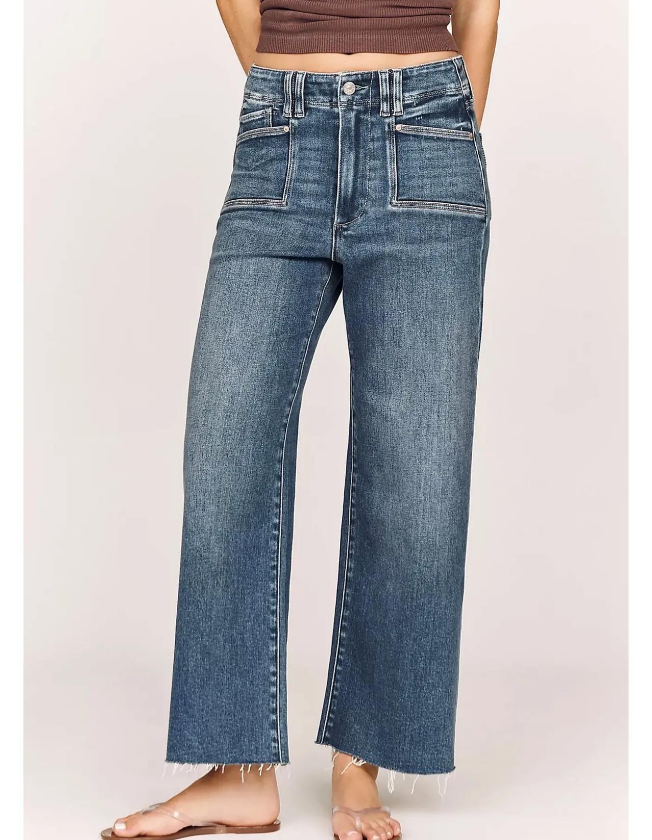 Cropped Alexa High Rise Raw Hem Jeans