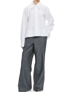 Cropped Button-Up Shirt Optic White