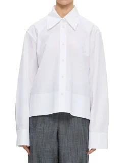 Cropped Button-Up Shirt Optic White