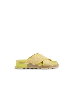 CRUMPY Raffia Cross Strap Slide Sandals