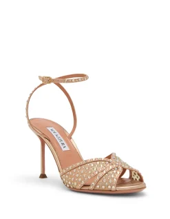 Crystal Lover Crystal Embellished Ankle Strap Sandals