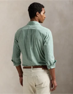 Custom Fit Checked Stretch Poplin Shirt