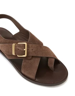 DANNA Tawny Brown Suede Leather Sandal