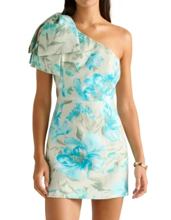 DARCY ONE SHOULDER BOW MINI DRESS