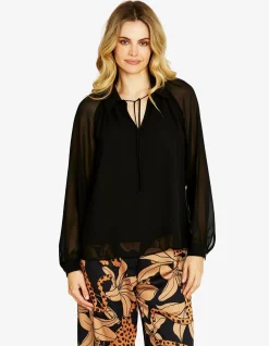 Delana Sheer Sleeve Chiffon Top