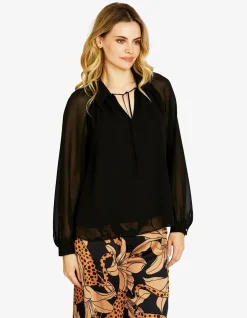 Delana Sheer Sleeve Chiffon Top