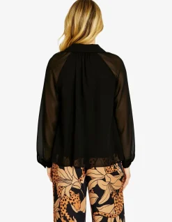 Delana Sheer Sleeve Chiffon Top