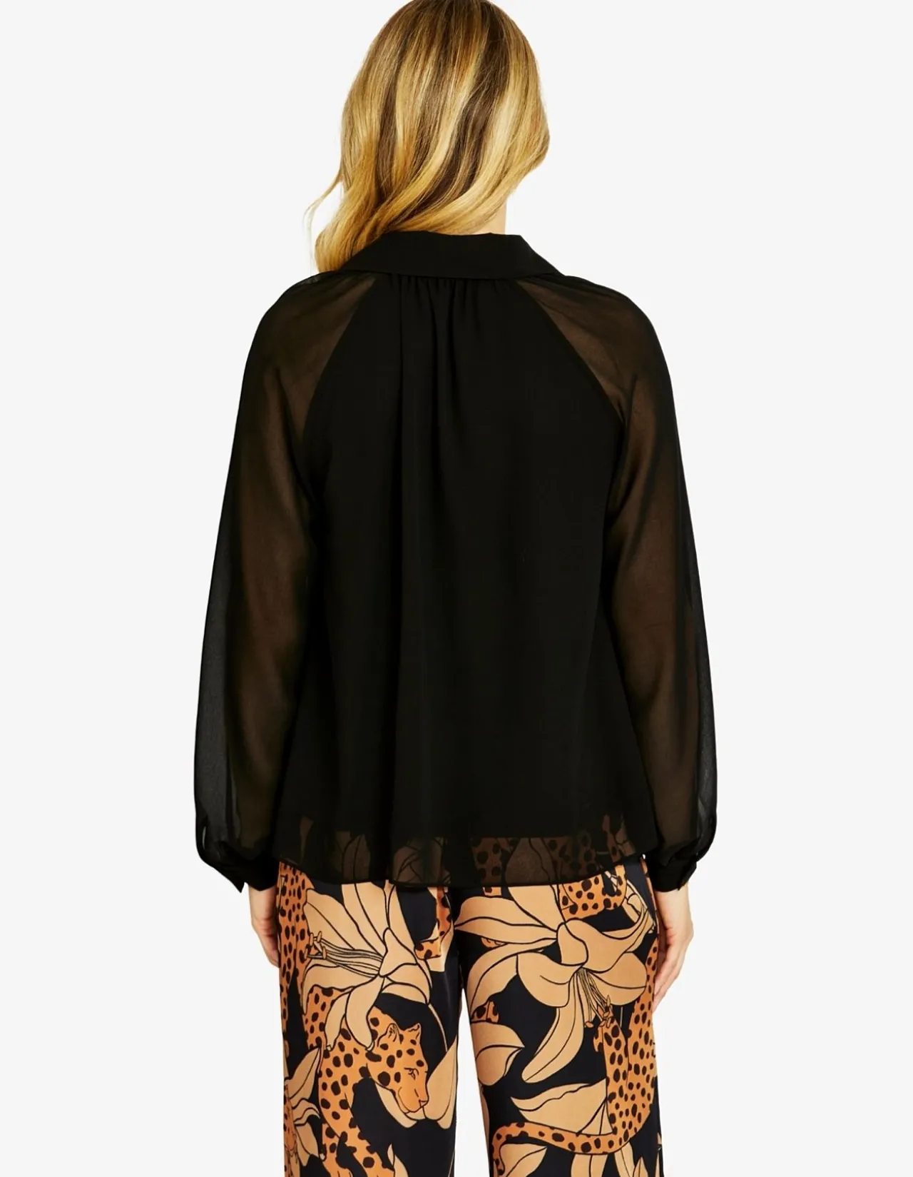 Delana Sheer Sleeve Chiffon Top