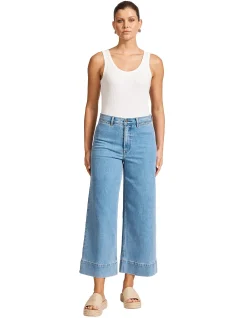Del Re Wide Cuff Crop Denim Jeans