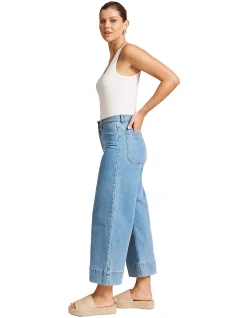 Del Re Wide Cuff Crop Denim Jeans