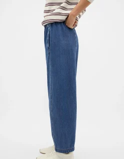 Denim Barrel Leg Elastic Waist Jogger Pant