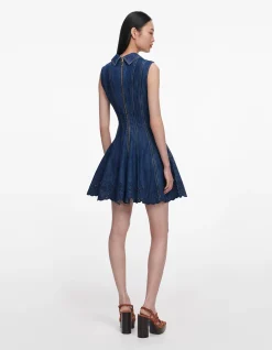 DENIM BRODERIE MINI DRESS