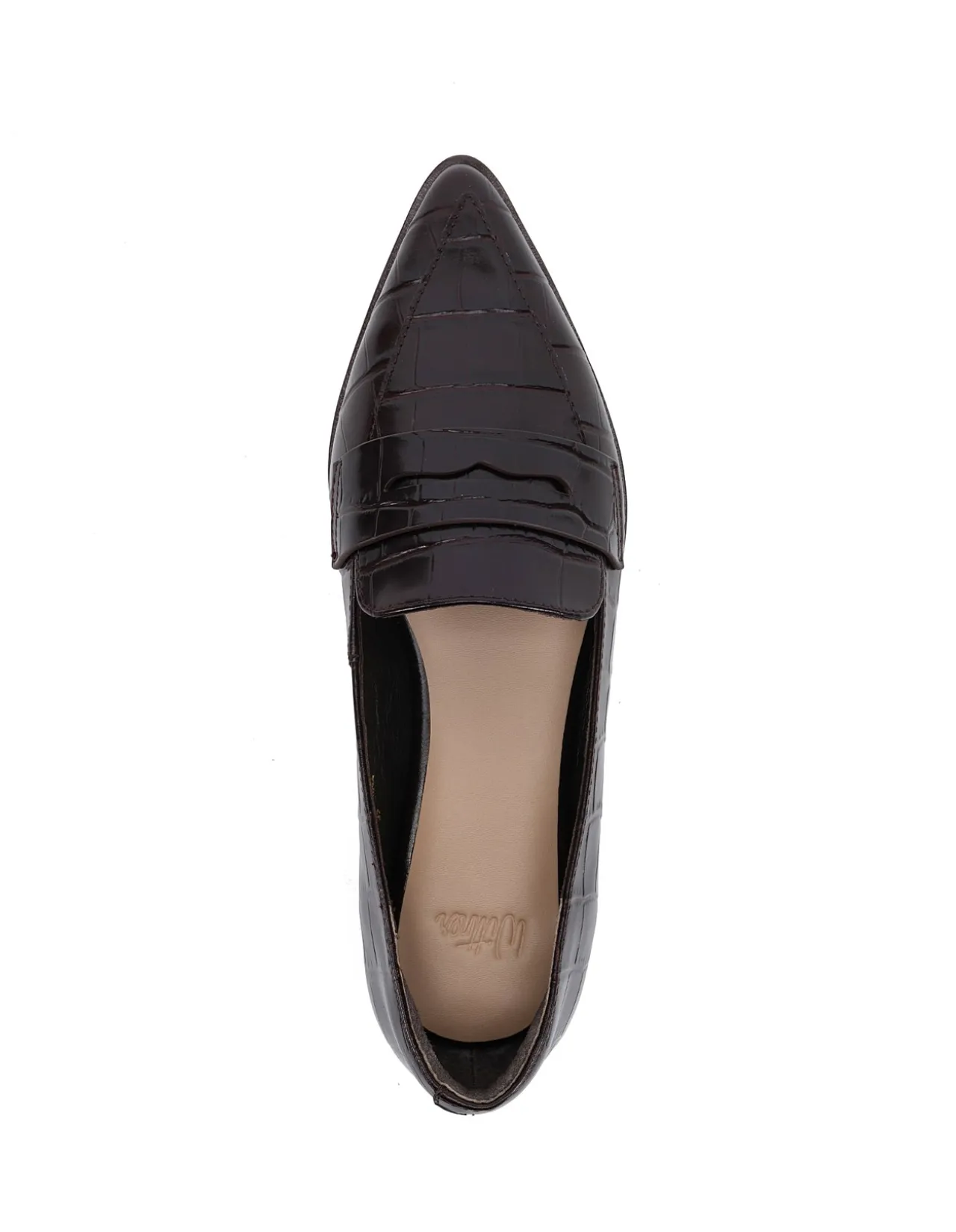 Denver Dark Brown Croc Embossed Leather Loafer