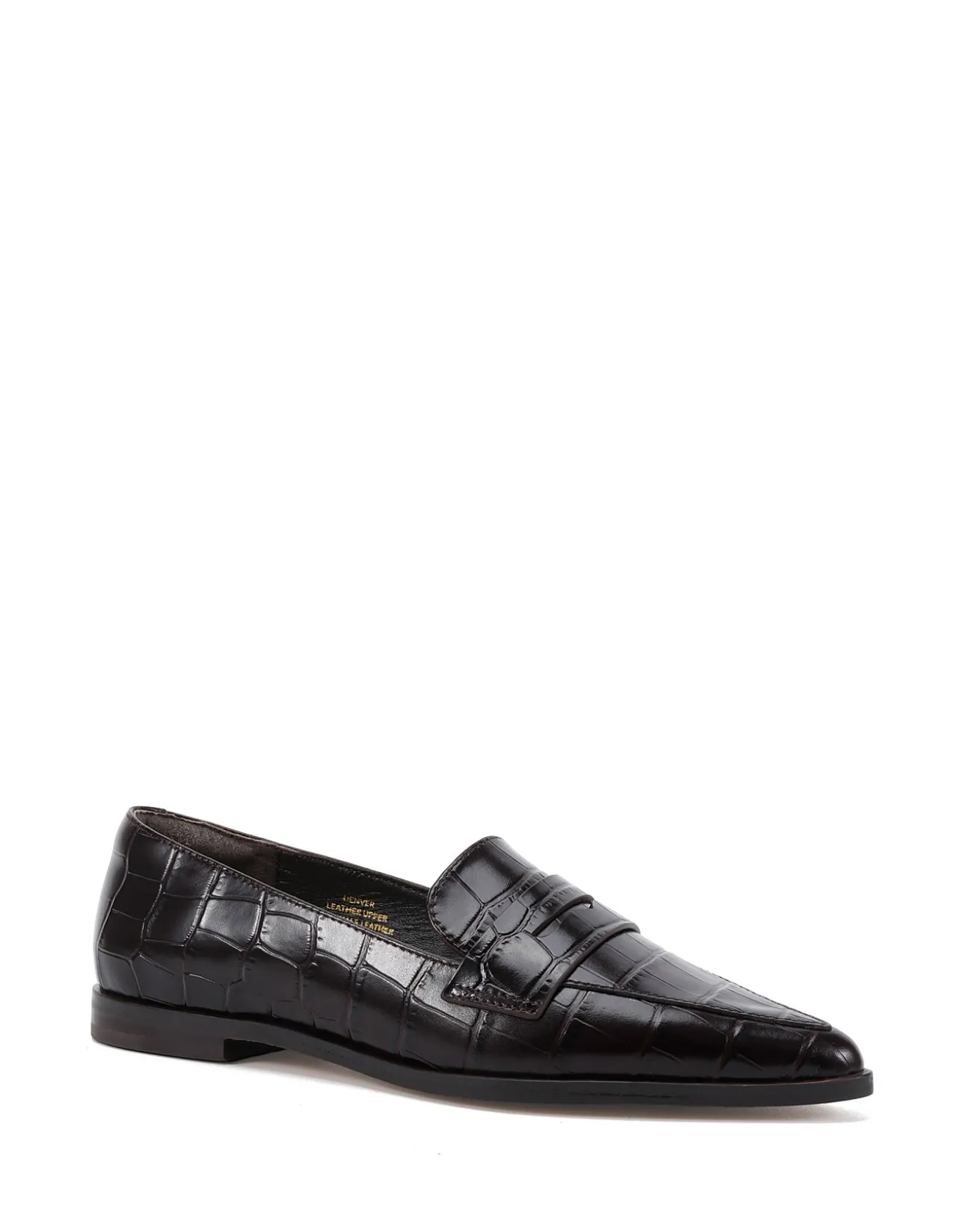 Denver Dark Brown Croc Embossed Leather Loafer