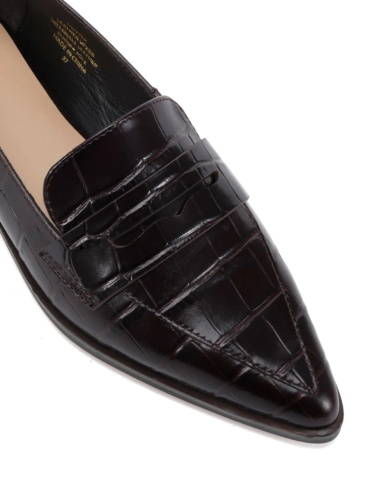 Denver Dark Brown Croc Embossed Leather Loafer